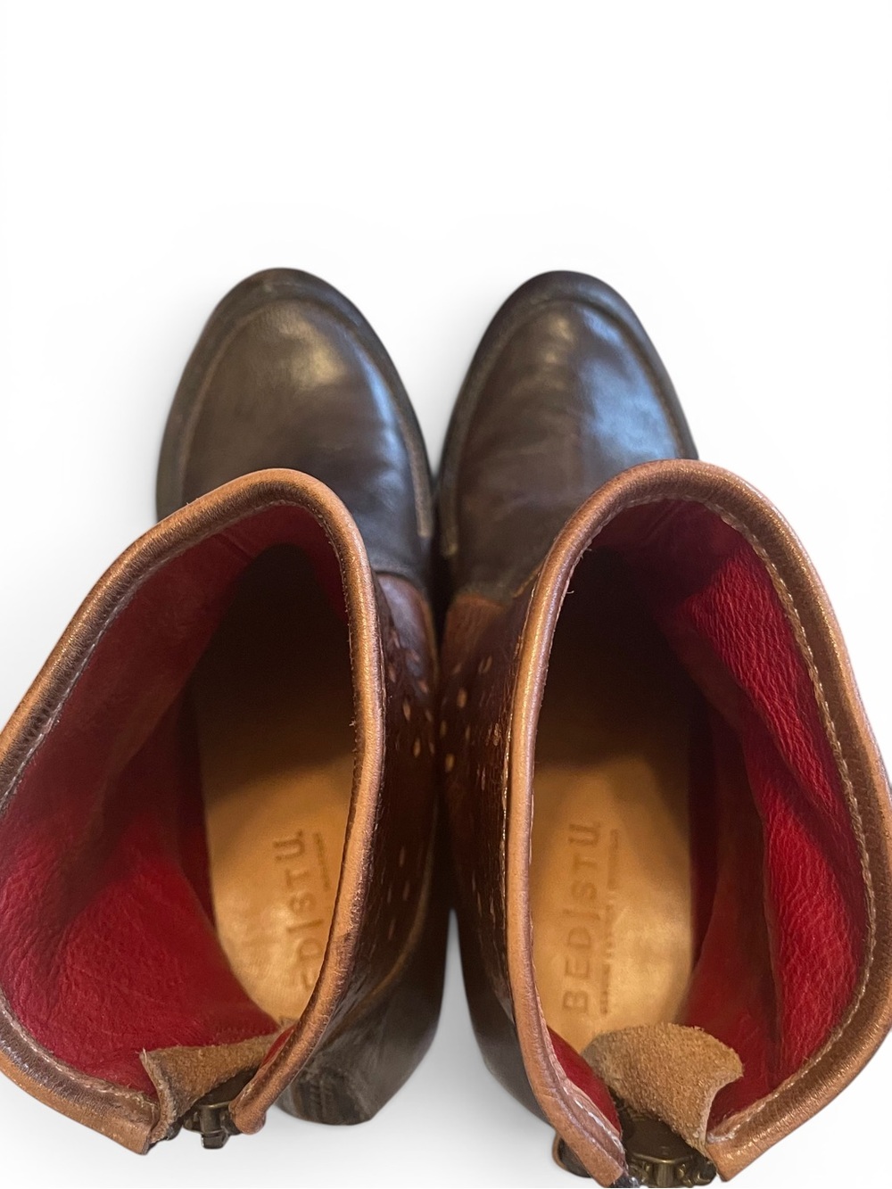 ❤️ RARE BED STU Nadea Wooden Wedge Soles Platform Leather Booties - Picture 5 of 7